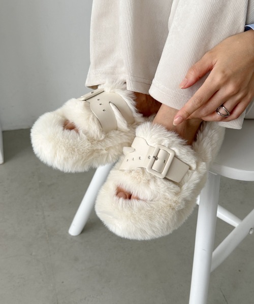 CLEA サンダル ベルトデザインファーサンダル レディース : ZOZOTOWN