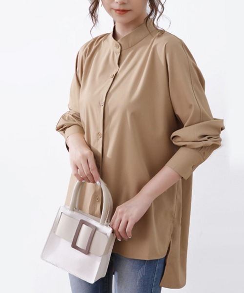 ブラウス シャツ スタンドカラーとろみシャツ レディース : ZOZOTOWN