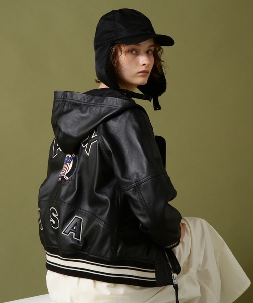 AVIREX（アヴィレックス） スタジャン SIGNATURE HOODED LEATHER