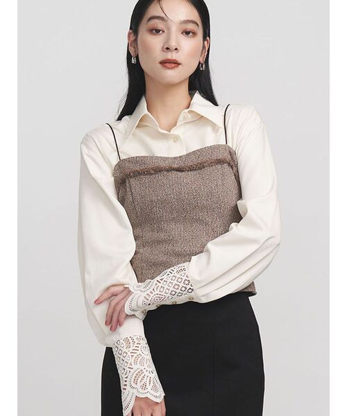 LAGUNAMOON（ラグナムーン） ブラウス シャツ レースカフスシャツ