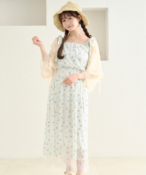 ワンピース 「あかちゃすコラボアイテム」花柄チュールワンピース