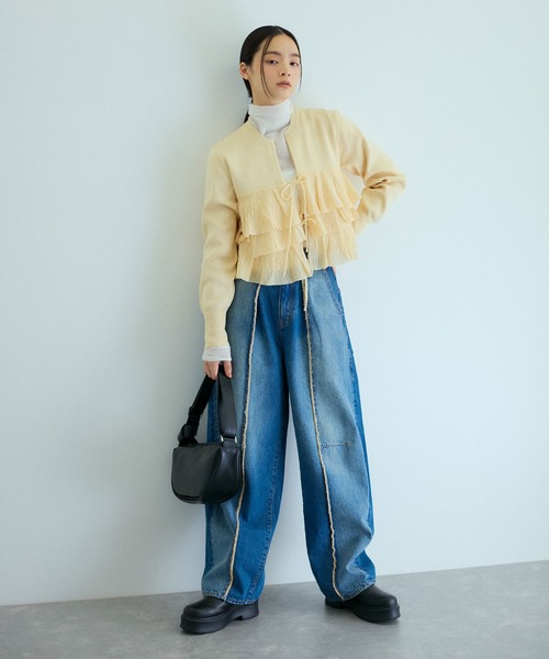 ADAM ET ROPE'（アダムエロペ） カーディガン 「サステナブル」フリル