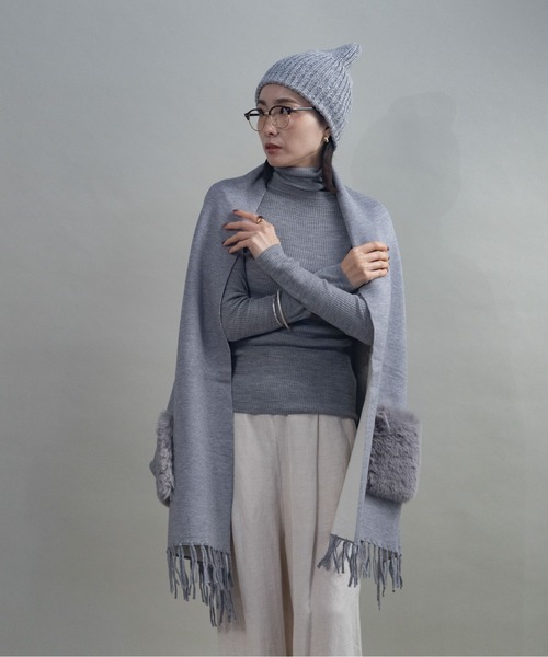 カーディガン ファーポケット ケープニットカーデ レディース