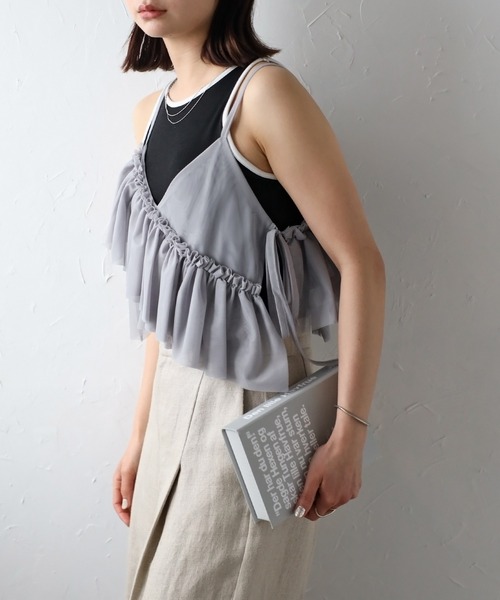 r.（アールドット） キャミソール チュール アシメフリルビスチェ