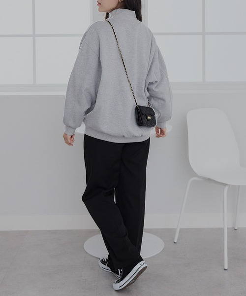 トレーナー スウェット 裏起毛ハイネックスウェットプルオーバー