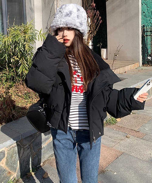 Mayree ダウンコート ダウンジャケット 「Mayree」襟ボア ショート丈