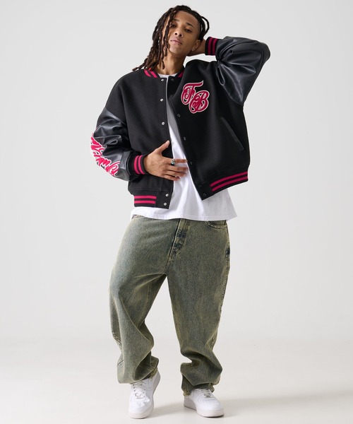 FUBU（フブ） ブルゾン アウター FB ロゴ 刺繍 長袖 フェイクレザー