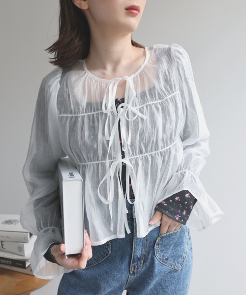 LACーVERT ブラウス シャツ 「2WAY」オーガンジーシアーシャーリング