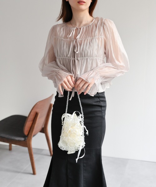 LACーVERT ブラウス シャツ 「2WAY」オーガンジーシアーシャーリング