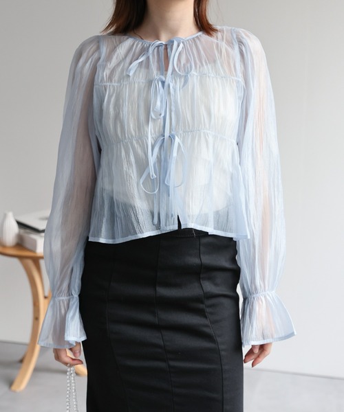 LACーVERT ブラウス シャツ 「2WAY」オーガンジーシアーシャーリング