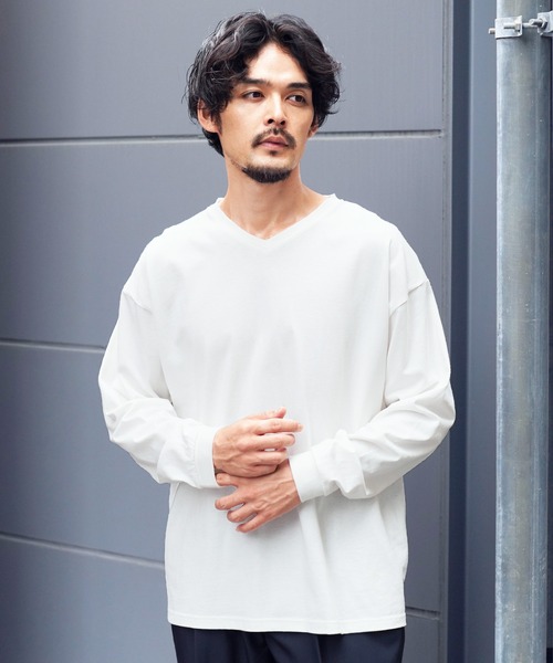 JIGGYS SHOP（ジギーズショップ） tシャツ ルーズフィットVネック長袖