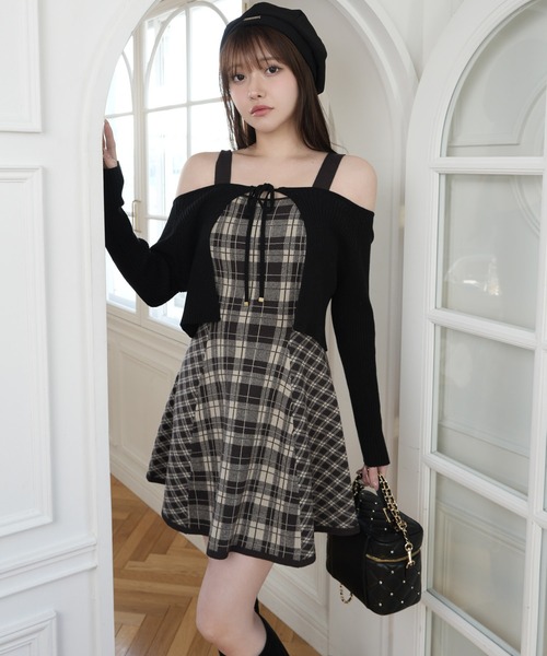 LIP SERVICE（リップサービス） ワンピース フェザーチェック