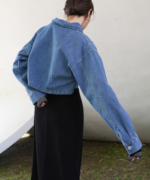 select MOCA（セレクトモカ） ハーフボタンデニムショートトップス