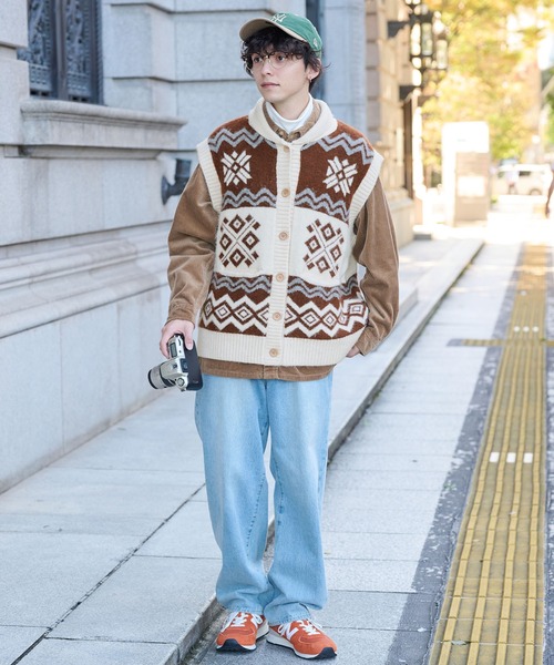 ベスト ジレ ショールカラーカウチンニットベスト レディース メンズ