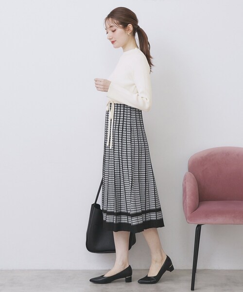 index（インデックス） ワンピース 千鳥チェックバイカラーニット