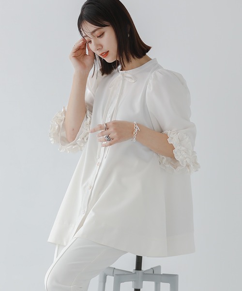 Fit more（フィットモア） ブラウス シャツ ボリュームフリルスリーブ