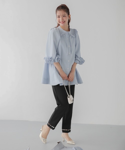 Fit more（フィットモア） ブラウス シャツ ボリュームフリルスリーブ