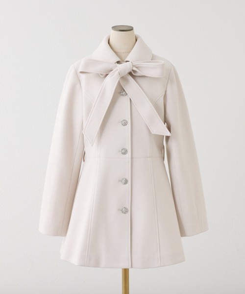 one after another NICE CLAUP ステンカラーコート コート リボン