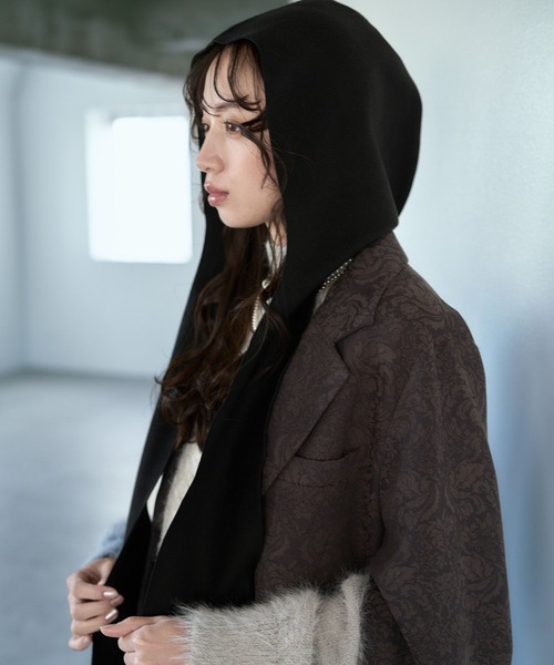 HARE（ハレ） ノーカラーコート コート フードマフラーツキミドル