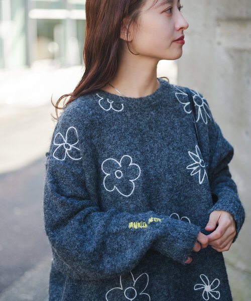 Kastane（カスタネ） ニット セーター SIXSENCE フラワー刺繍ニット