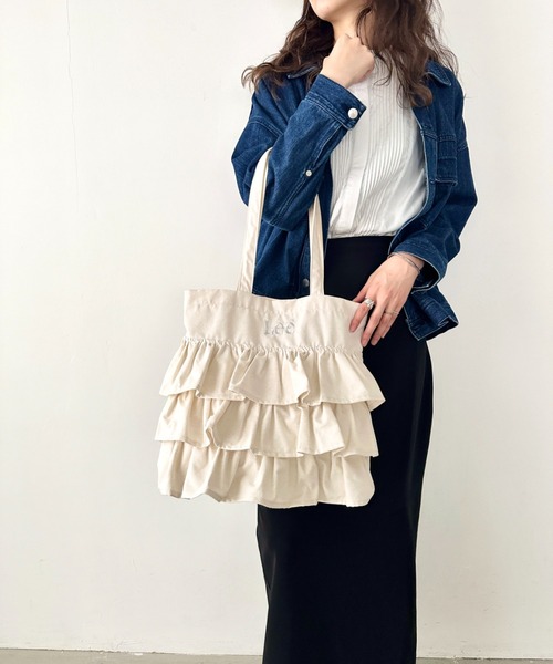 Lee（リー） トートバッグ フリル BIGトートバッグ/ロゴ刺繍 ギャザー