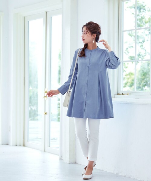 Tiaclasse ブラウス シャツ 「洗える」ピーチスキンシャツチュニック