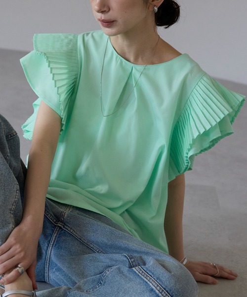 each alchemist ブラウス シャツ プリーツスリーブタックプラウス