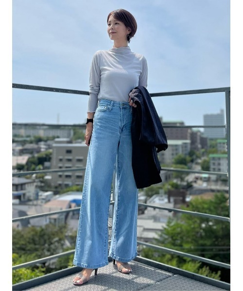 美品 FRAMeWORK シアーローンワイドイージーパンツ ゆったり ブルー 美