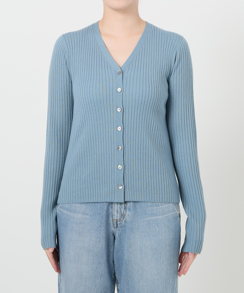 IENA（イエナ） カーディガン 「追加」イタリア ヤーン RIB Vネック