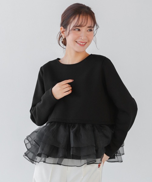 Fit more（フィットモア） トレーナー スウェット オーガンジーフリル