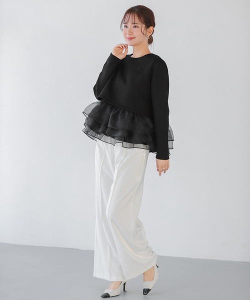 Fit more（フィットモア） トレーナー スウェット オーガンジーフリル