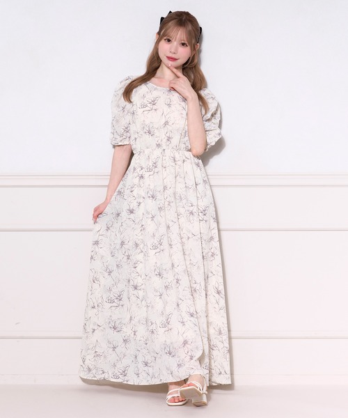 apres jour（アプレジュール） ワンピース パフスリーブ花柄ワンピース