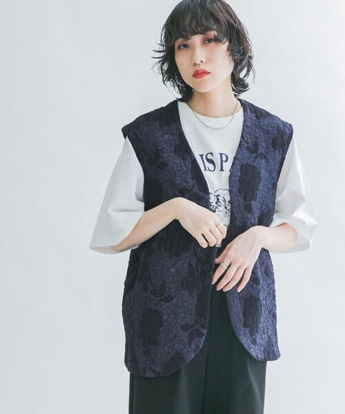 KBF（ケービーエフ） ベスト ジレ BIGジャガードベスト レディース