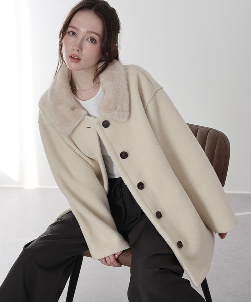 BLUEEAST（ブルーイースト） ピーコート pコート ファー付きボアハーフ
