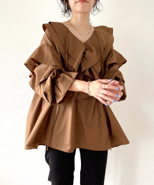 wee9s（ウィークス） ブラウス シャツ big collar frill blouse / 付け