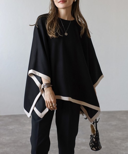 LANVIN en Bleu 「LANVIN Bleu」 ニットポンチョ 38 キャメル