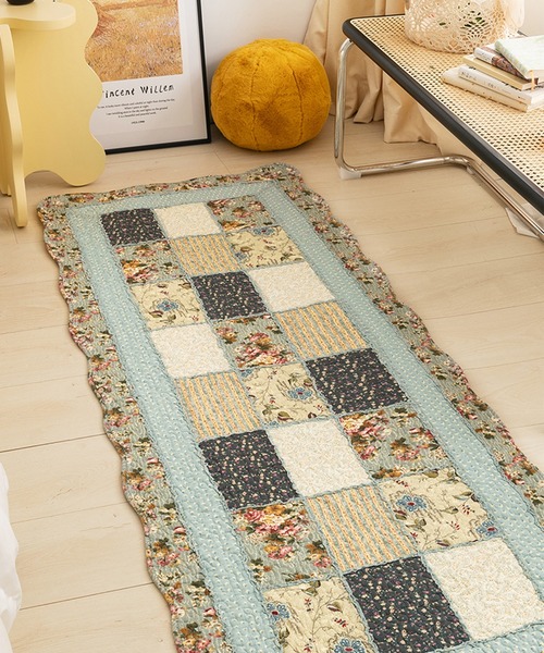 aimoha（アイモハ） ラグ ラグマット 花柄ガーリーキルティングマット