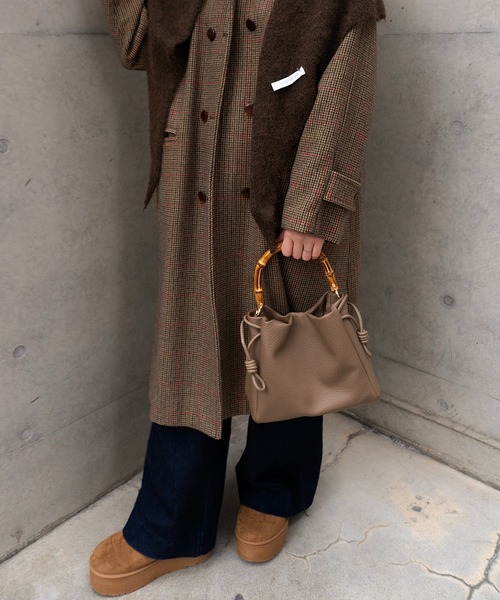 SHE HER HER HERS ハンドバッグ バンブーハンドルドロストバッグ