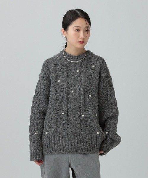 LEPSIM（レプシィム） ニット セーター 3ゲージネップケーブルプル