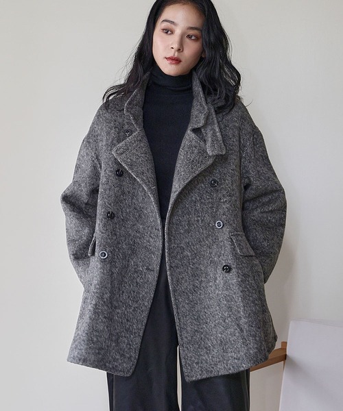 ELFRANK ステンカラーコート コート 「ウール70％」スタンドカラー