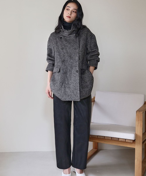 ELFRANK ステンカラーコート コート 「ウール70％」スタンドカラー