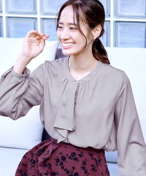 Tiaclasse ブラウス シャツ 「スマート裏起毛」ジョーゼットフリル