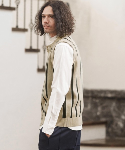 CAMBIO（カンビオ） ベスト ジレ mcg3414- レジメンストライプニット