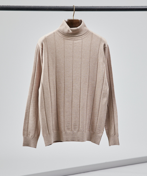 ABAHOUSE GRAY セーター ニット 「カシミアタッチ」シャドーストライプ