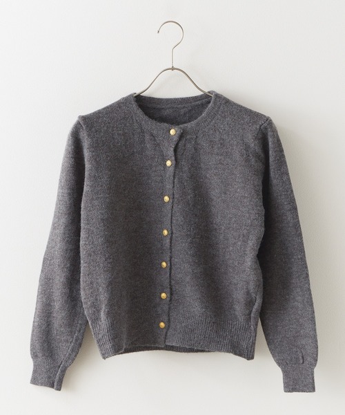 ROOP TOKYO カーディガン ゴールドボタンショート丈クルーネックニット
