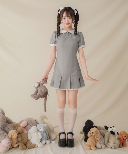 PriCHOU ワンピース Frill Collar Mini One Piece/フリルカラーミニ