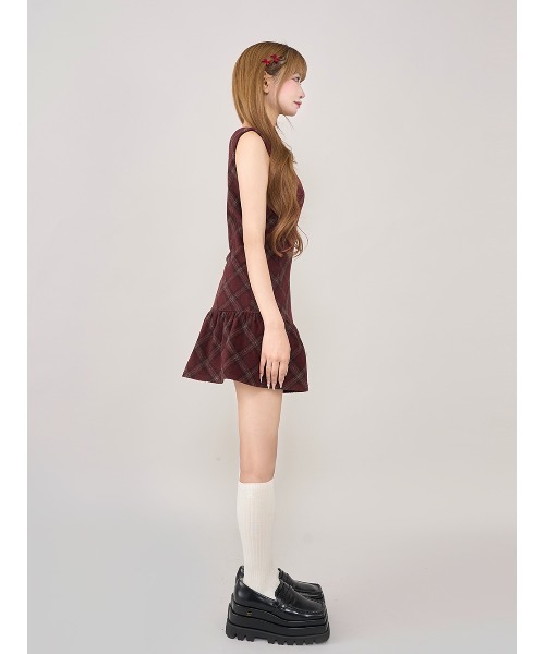 Darich（ダーリッチ） ワンピース タータンチェックノースリミニ