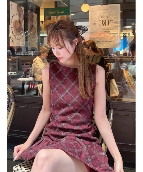 Darich（ダーリッチ） ワンピース タータンチェックノースリミニ