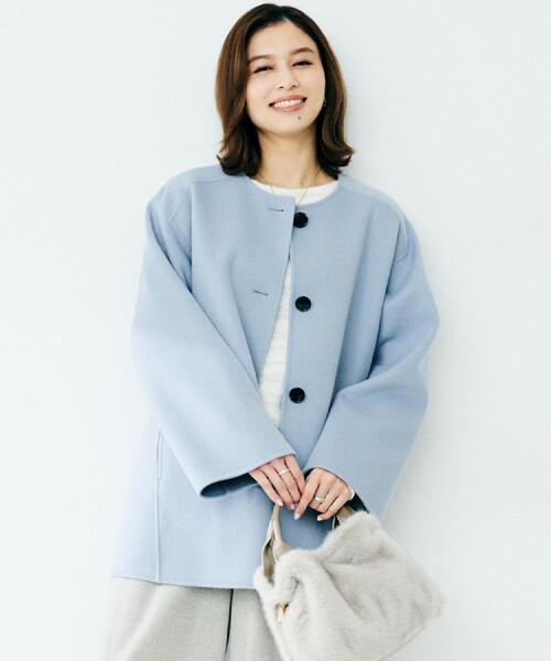 UNTITLED（アンタイトル） ノーカラーコート コート 「ミディ丈/軽やか