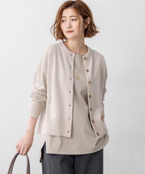 23区（ニジュウサンク） カーディガン ピュアカシミヤ クルーネック